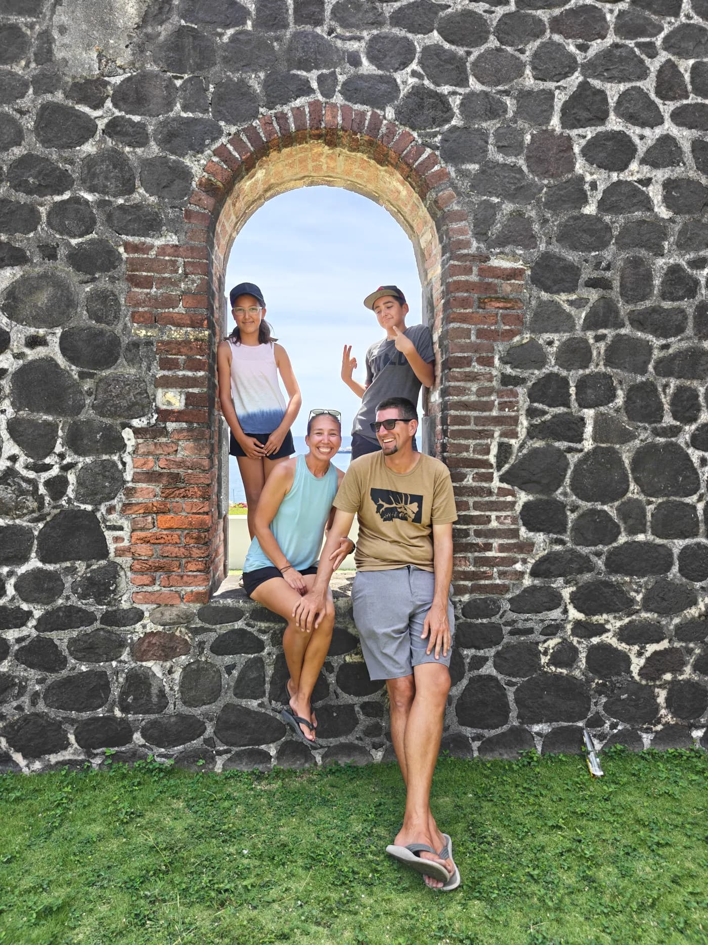 Chad and Katy Nuttall, owners of Sea Saba, with their children Caleb and Skylar