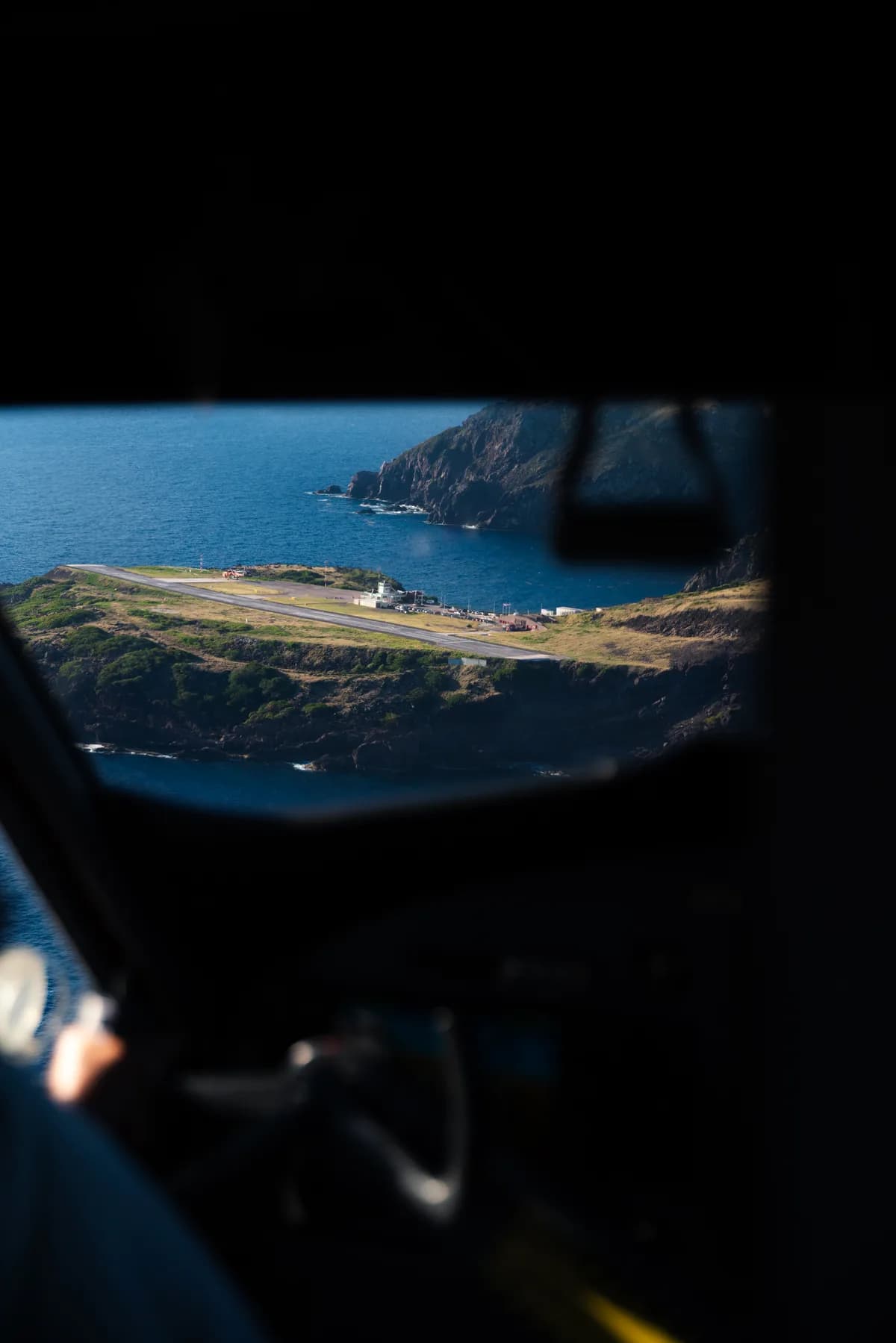Aerial view of Saba showing the dramatic approach to Juancho Airport