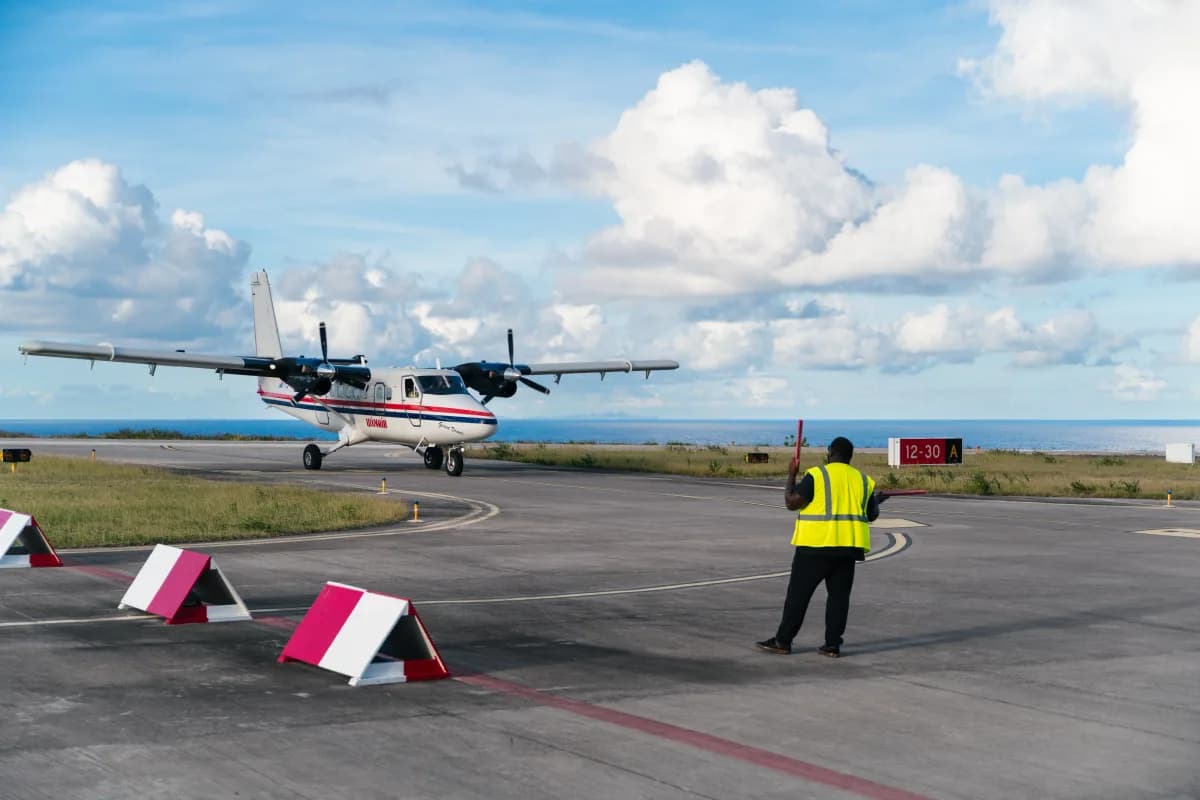 Aerial view of Saba island from approaching aircraft.